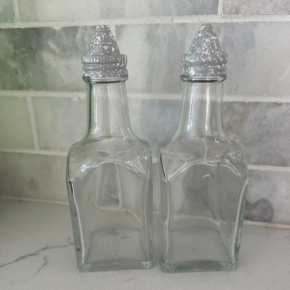 Set of Two Vintage Gemco Glass Oil and Vinegar Dispensers